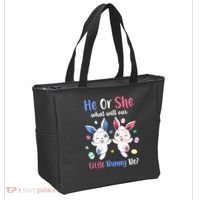 Keeper Of The Gender Bunny Happy Easter Day Gender Reveal Tote Bag thumb 2
