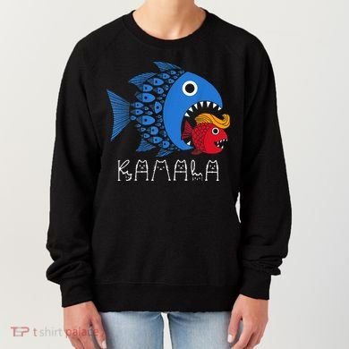 Kamala Over Trump Blue Wave Big Fish Eats Small Fish Women's Sweatshirt