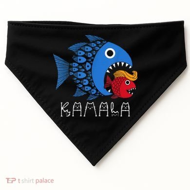 Kamala Over Trump Blue Wave Big Fish Eats Small Fish USA-Made Doggie Bandana