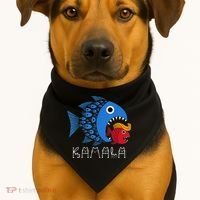 Kamala Over Trump Blue Wave Big Fish Eats Small Fish USA-Made Doggie Bandana thumb 1
