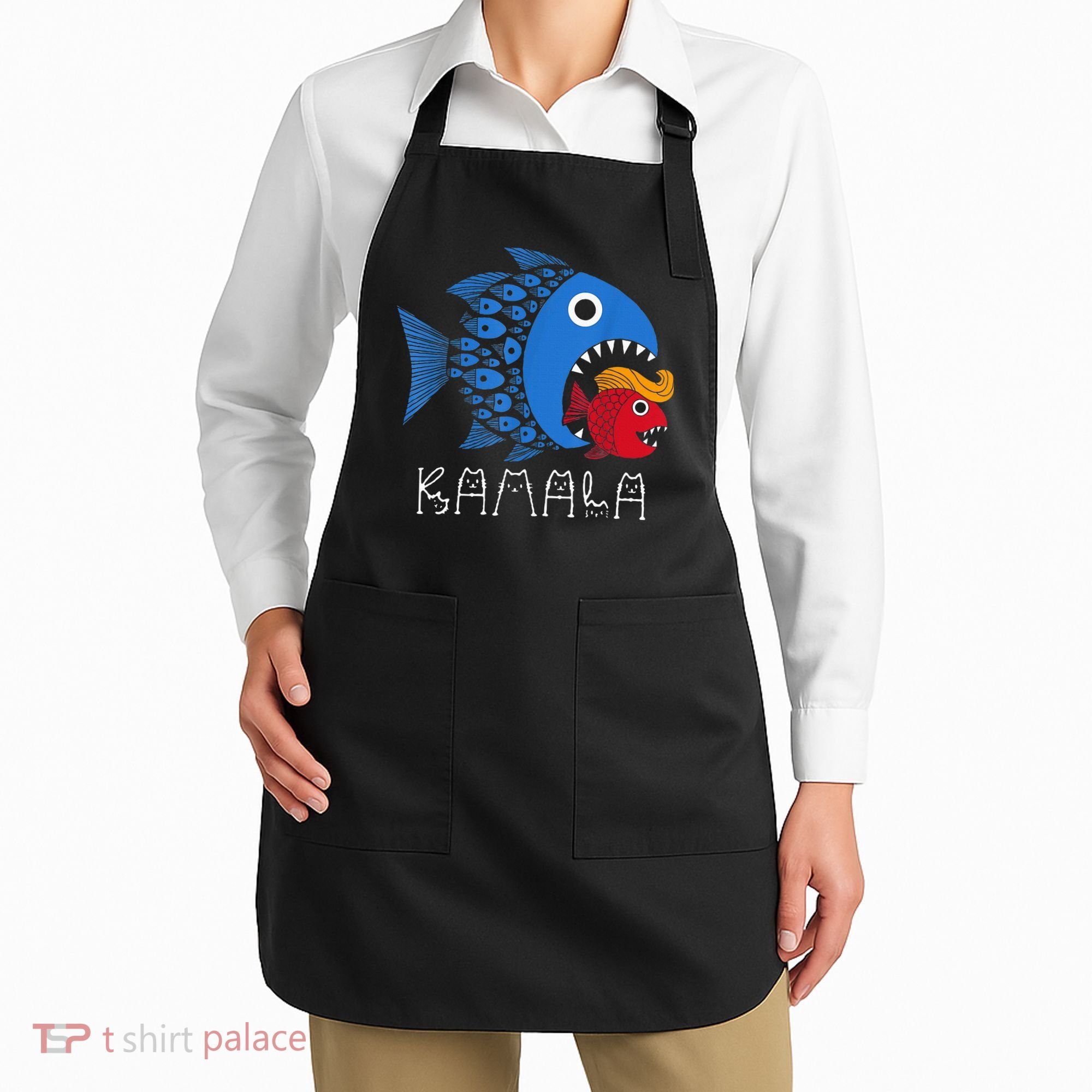 Kamala Over Trump Blue Wave Big Fish Eats Small Fish Apron