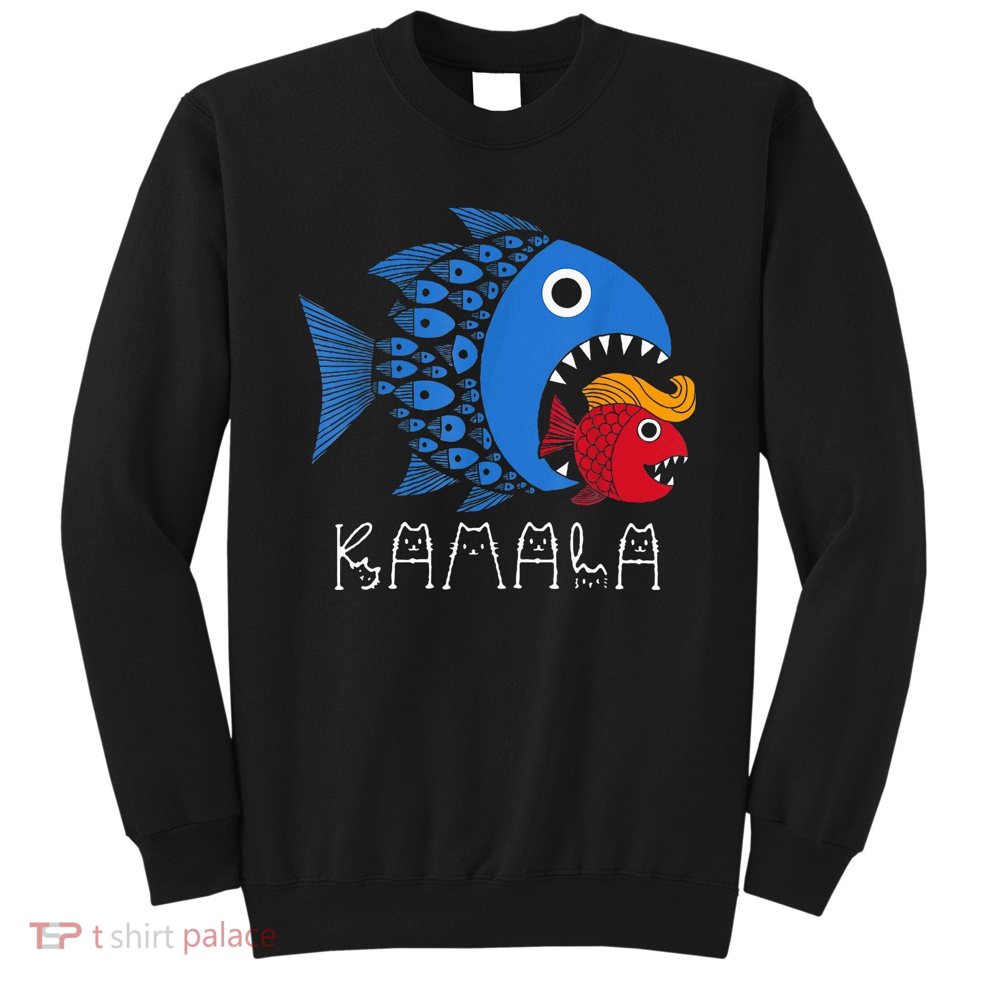 Kamala Over Trump Blue Wave Big Fish Eats Small Fish Sweatshirt