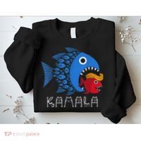 Kamala Over Trump Blue Wave Big Fish Eats Small Fish Sweatshirt thumb 2