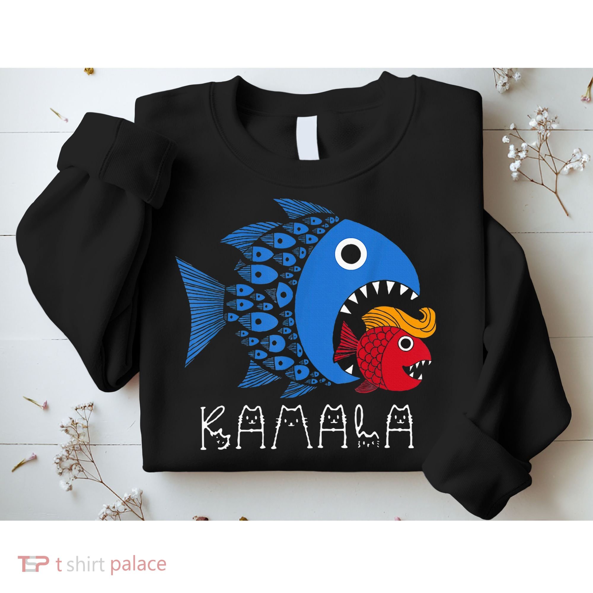 Kamala Over Trump Blue Wave Big Fish Eats Small Fish Sweatshirt