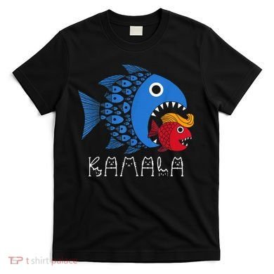 Kamala Over Trump Blue Wave Big Fish Eats Small Fish T-Shirt