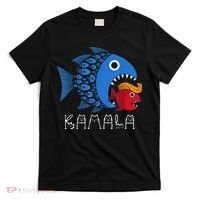 Kamala Over Trump Blue Wave Big Fish Eats Small Fish T-Shirt thumb 0