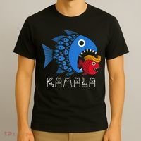 Kamala Over Trump Blue Wave Big Fish Eats Small Fish T-Shirt thumb 3