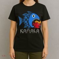 Kamala Over Trump Blue Wave Big Fish Eats Small Fish T-Shirt thumb 4