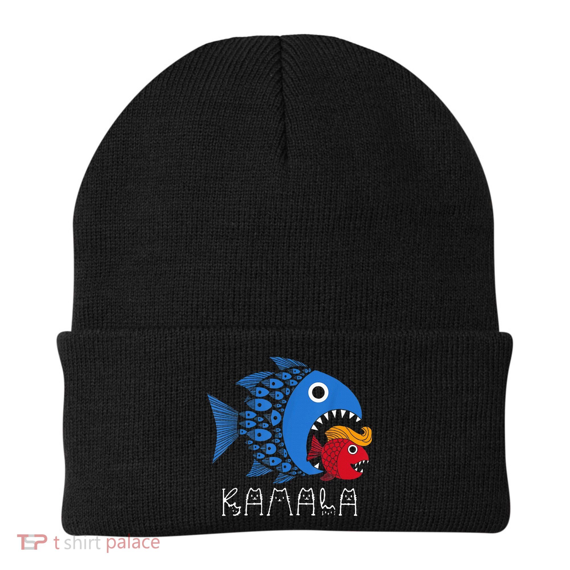 Kamala Over Trump Blue Wave Big Fish Eats Small Fish Beanie