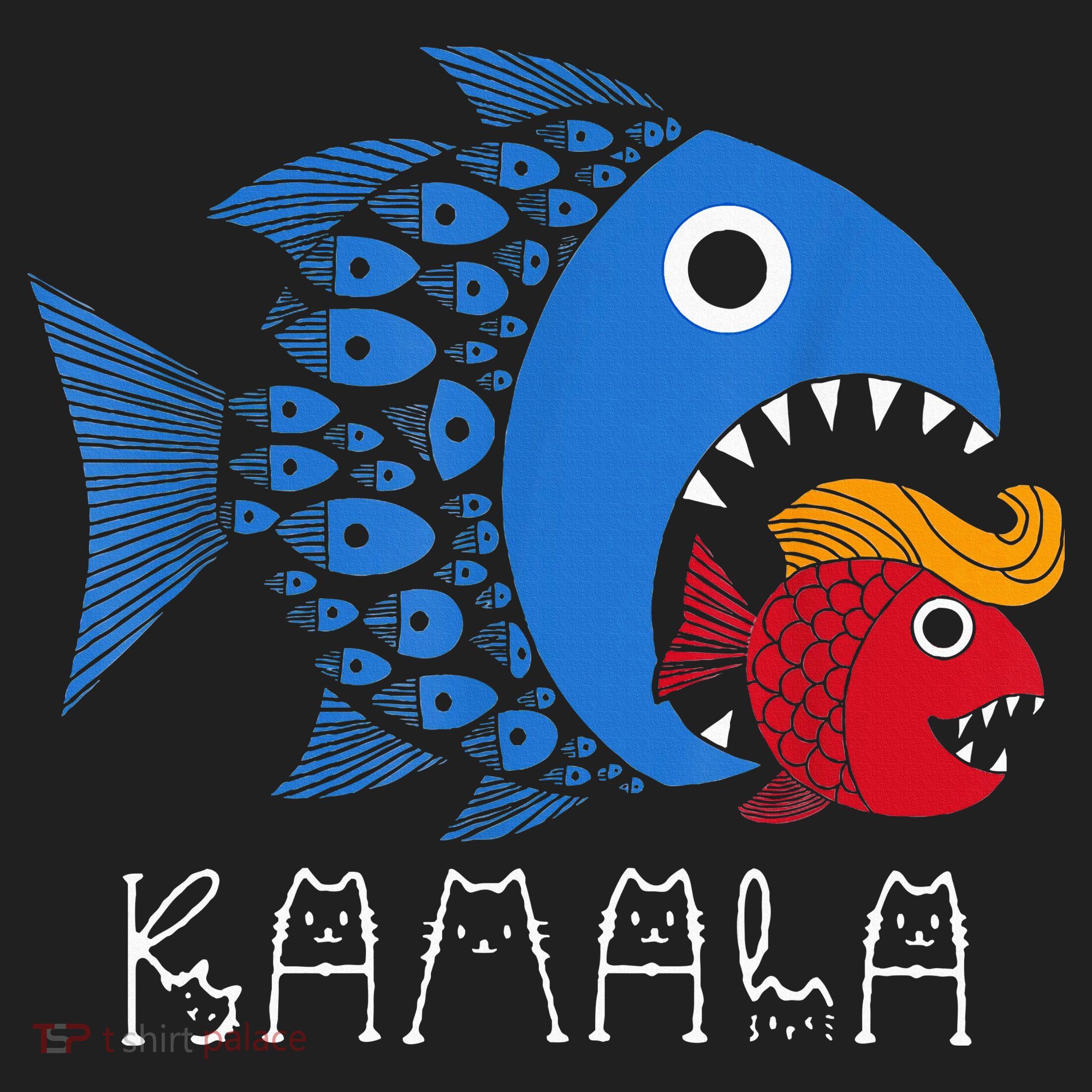 Kamala Over Trump Blue Wave Big Fish Eats Small Fish Beanie
