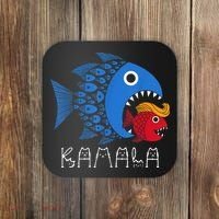 Kamala Over Trump Blue Wave Big Fish Eats Small Fish Coaster thumb 0