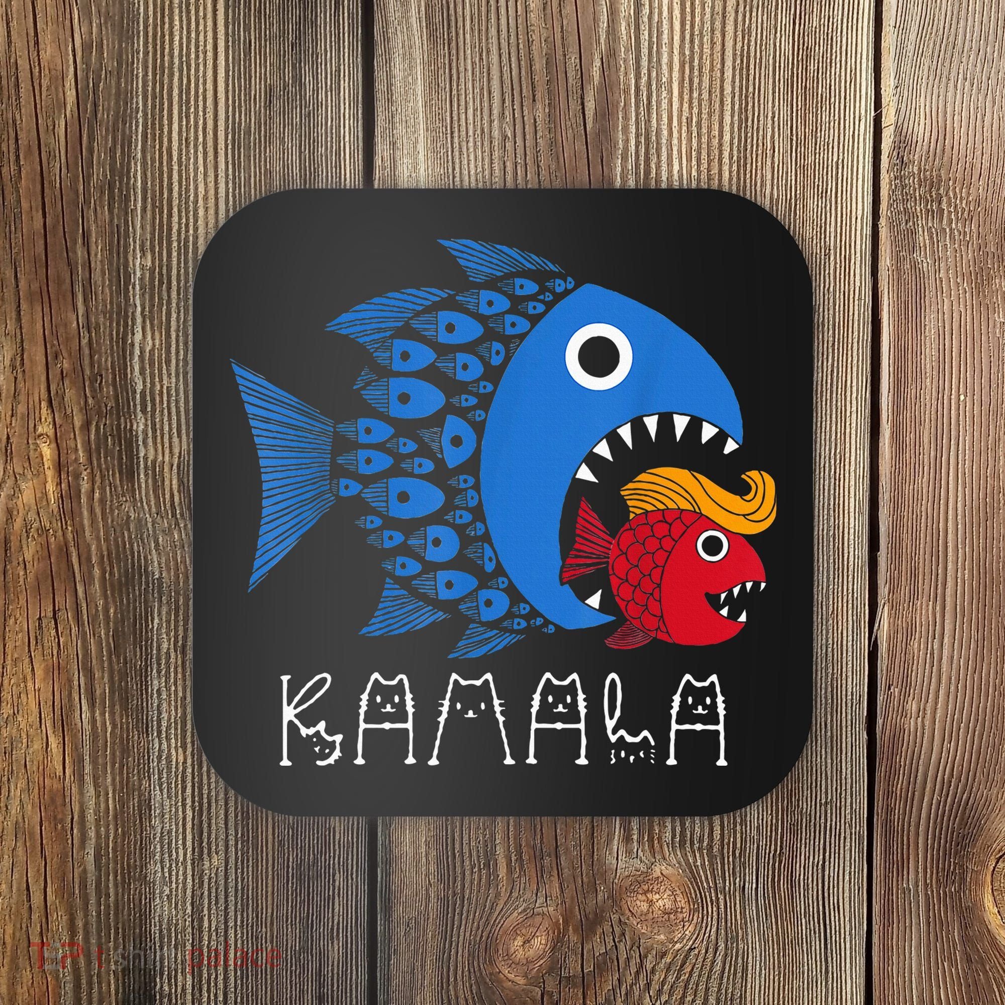 Kamala Over Trump Blue Wave Big Fish Eats Small Fish Coaster