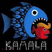 Kamala Over Trump Blue Wave Big Fish Eats Small Fish Coaster thumb 2