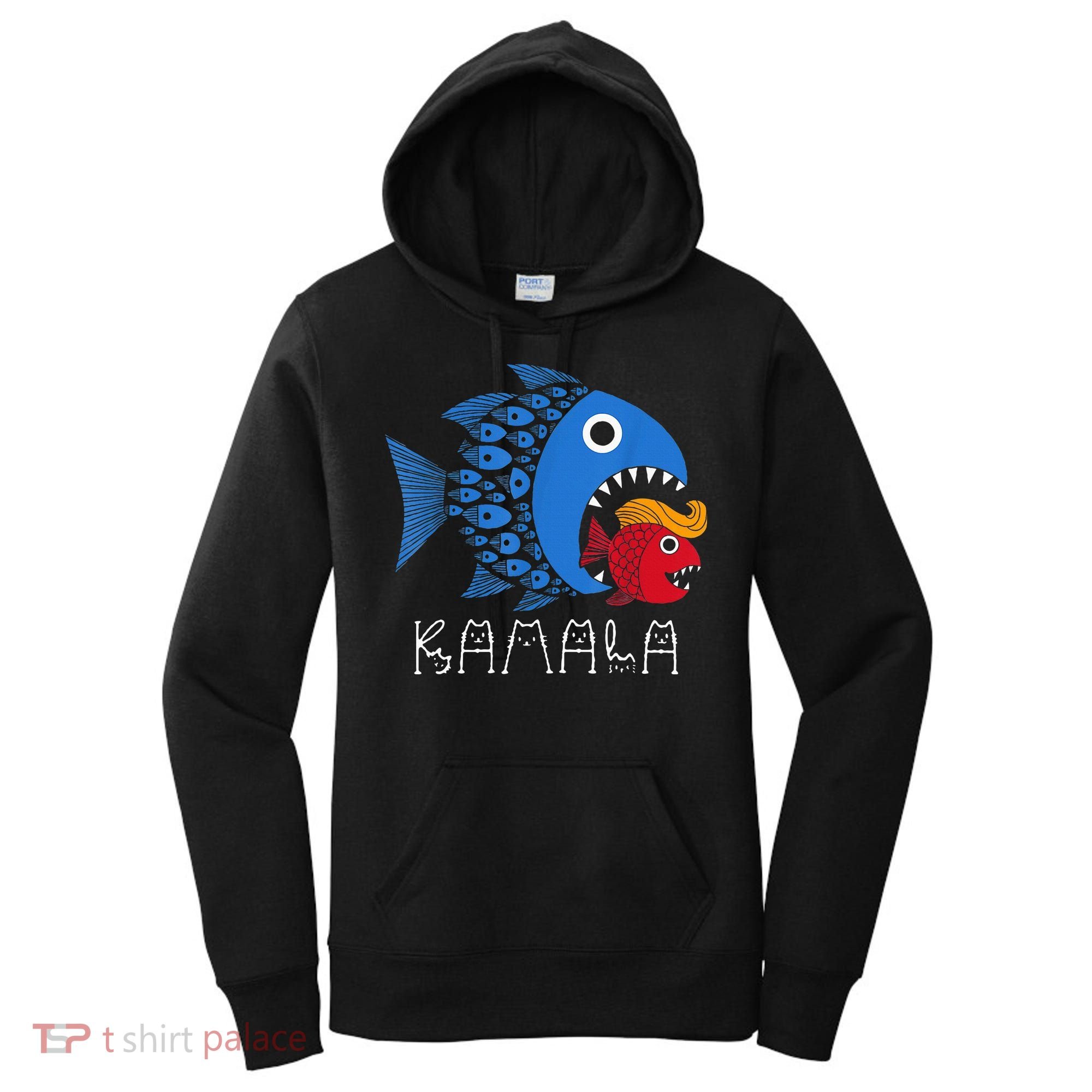 Kamala Over Trump Blue Wave Big Fish Eats Small Fish Women's Hoodie