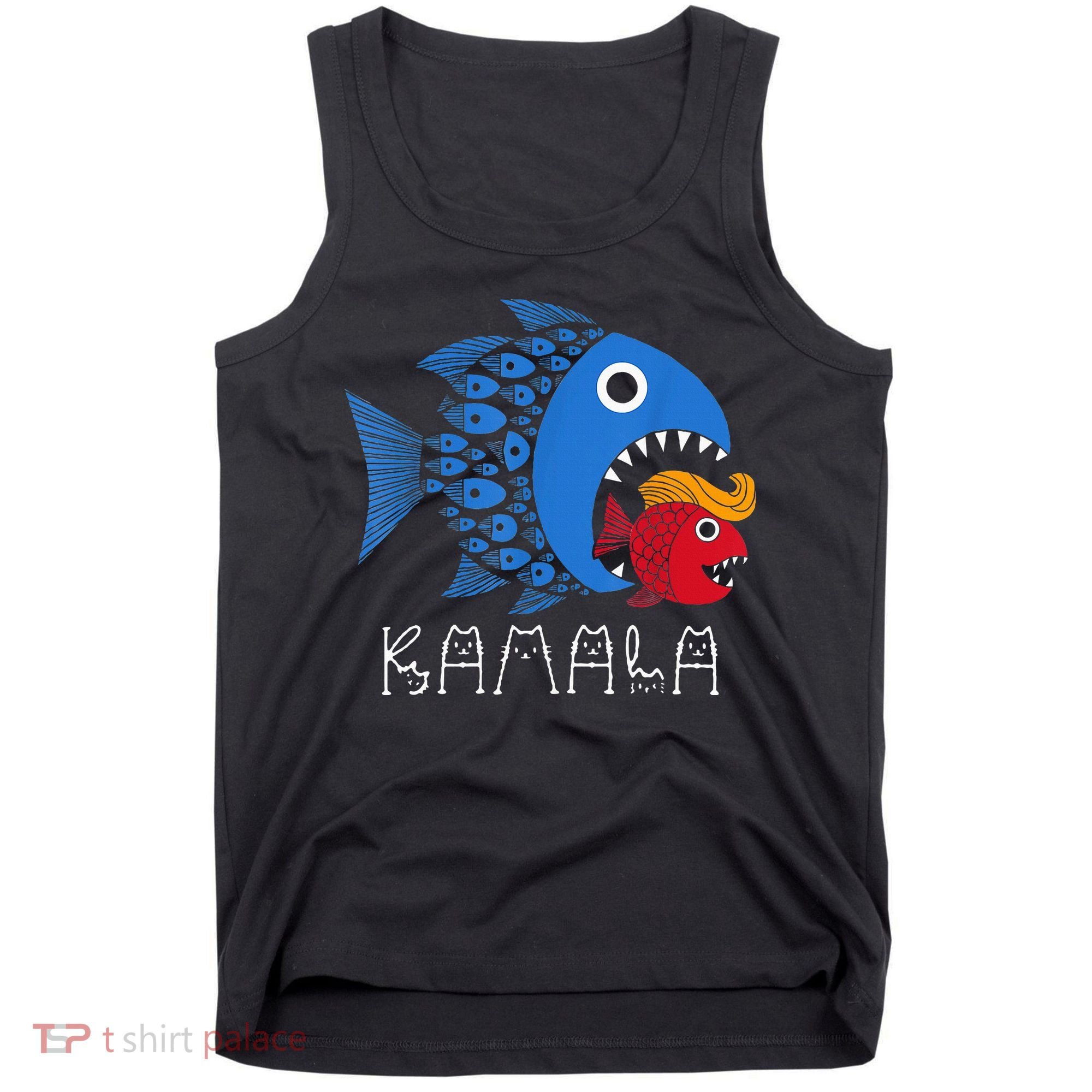 Kamala Over Trump Blue Wave Big Fish Eats Small Fish Tank Top