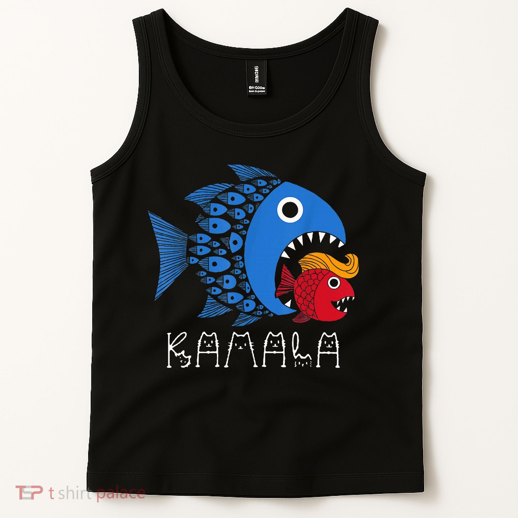Kamala Over Trump Blue Wave Big Fish Eats Small Fish Tank Top