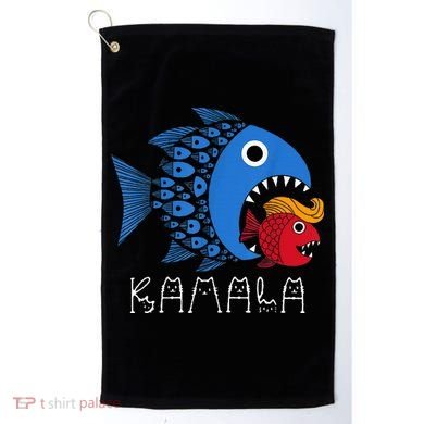 Kamala Over Trump Blue Wave Big Fish Eats Small Fish Golf Towel