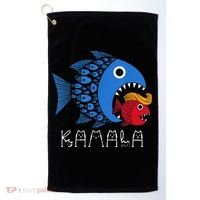 Kamala Over Trump Blue Wave Big Fish Eats Small Fish Golf Towel thumb 0