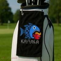 Kamala Over Trump Blue Wave Big Fish Eats Small Fish Golf Towel thumb 2