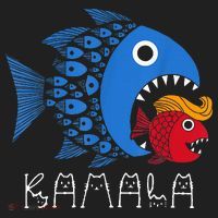 Kamala Over Trump Blue Wave Big Fish Eats Small Fish Golf Towel thumb 3