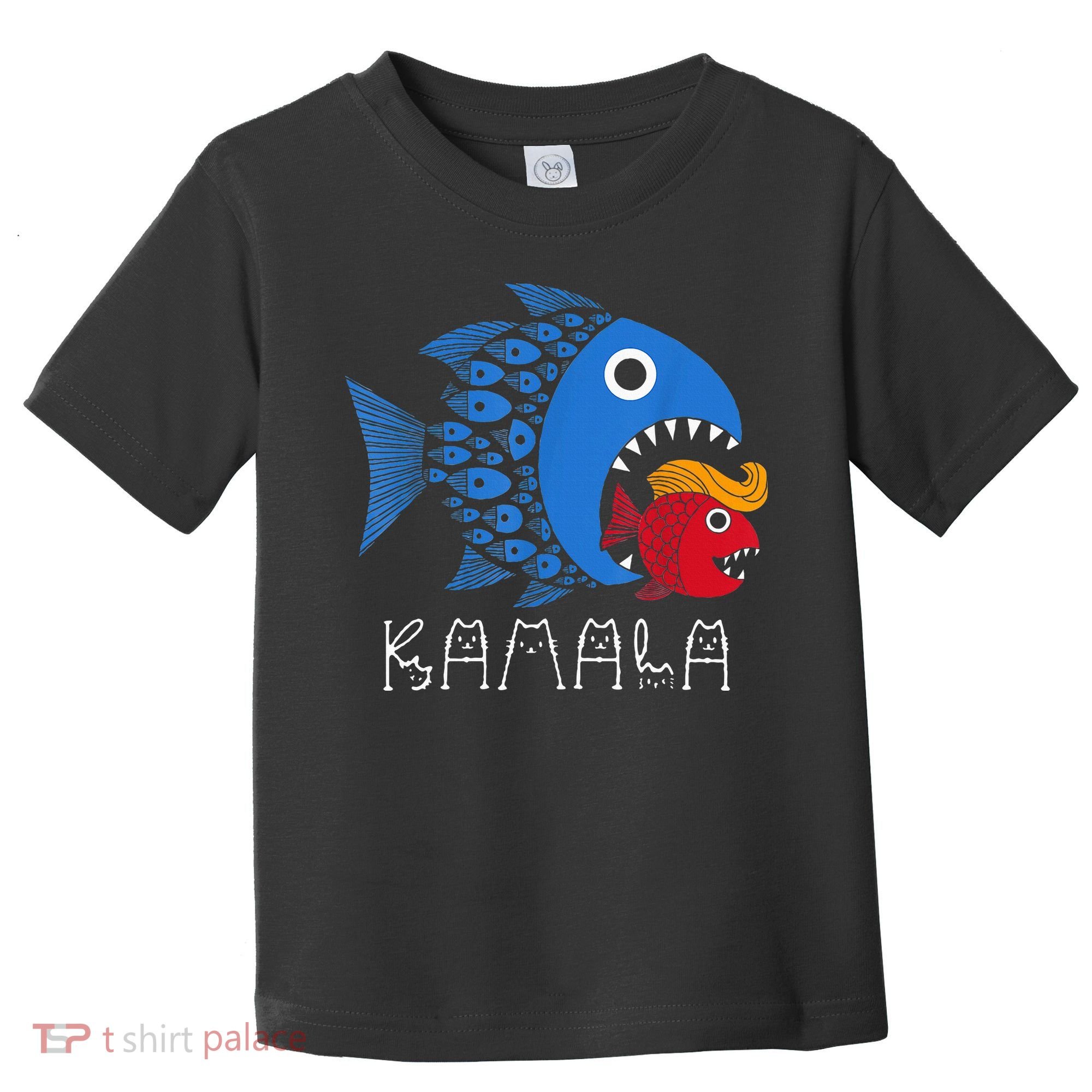 Kamala Over Trump Blue Wave Big Fish Eats Small Fish Toddler T-Shirt