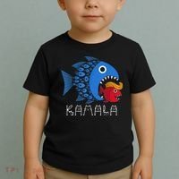 Kamala Over Trump Blue Wave Big Fish Eats Small Fish Toddler T-Shirt thumb 2