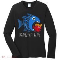 Kamala Over Trump Blue Wave Big Fish Eats Small Fish Women's Long Sleeve Shirt thumb 0