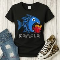 Kamala Over Trump Blue Wave Big Fish Eats Small Fish Women's T-Shirt thumb 3