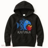 Kamala Over Trump Blue Wave Big Fish Eats Small Fish Kids Hoodie thumb 0