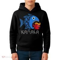 Kamala Over Trump Blue Wave Big Fish Eats Small Fish Kids Hoodie thumb 4