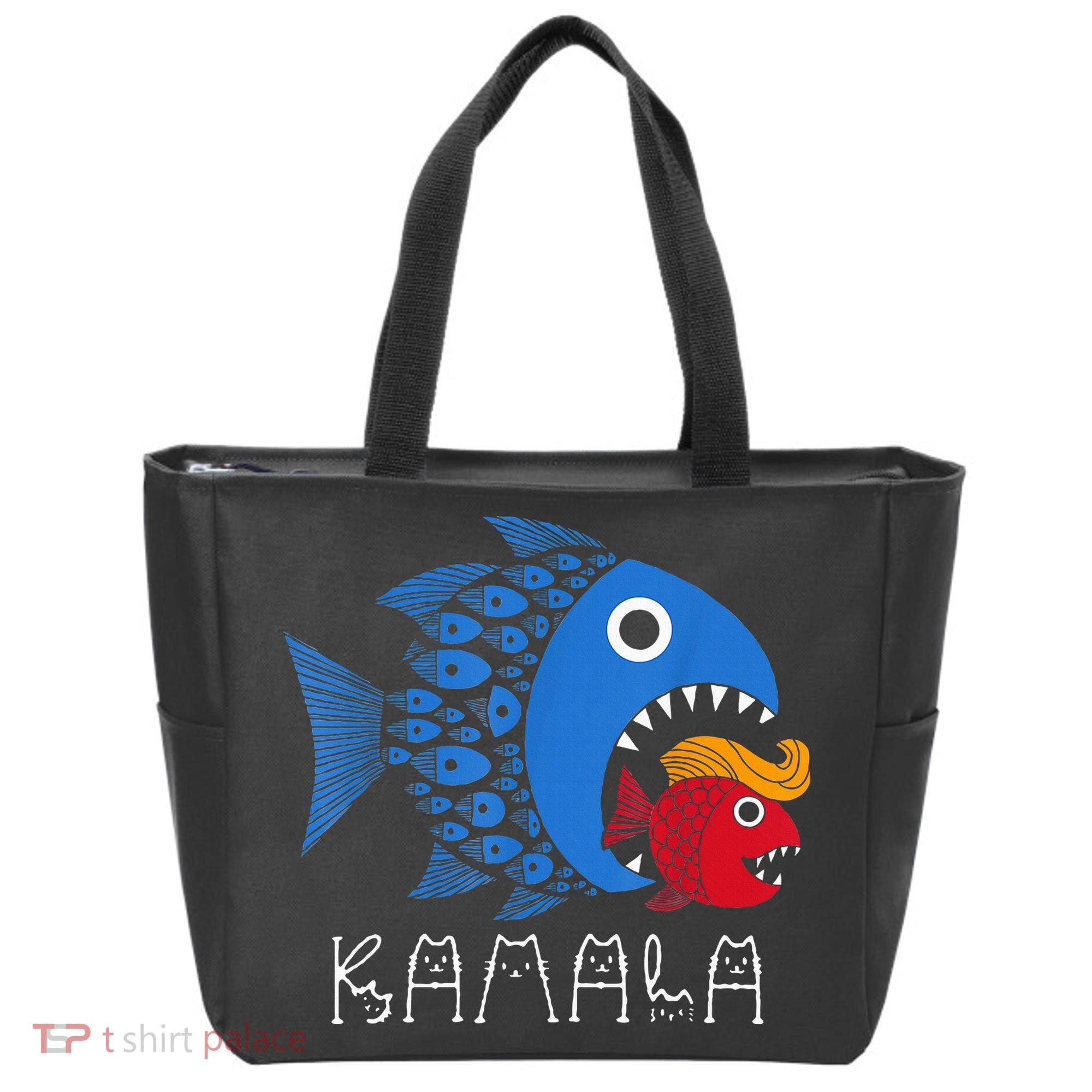 Kamala Over Trump Blue Wave Big Fish Eats Small Fish Tote Bag