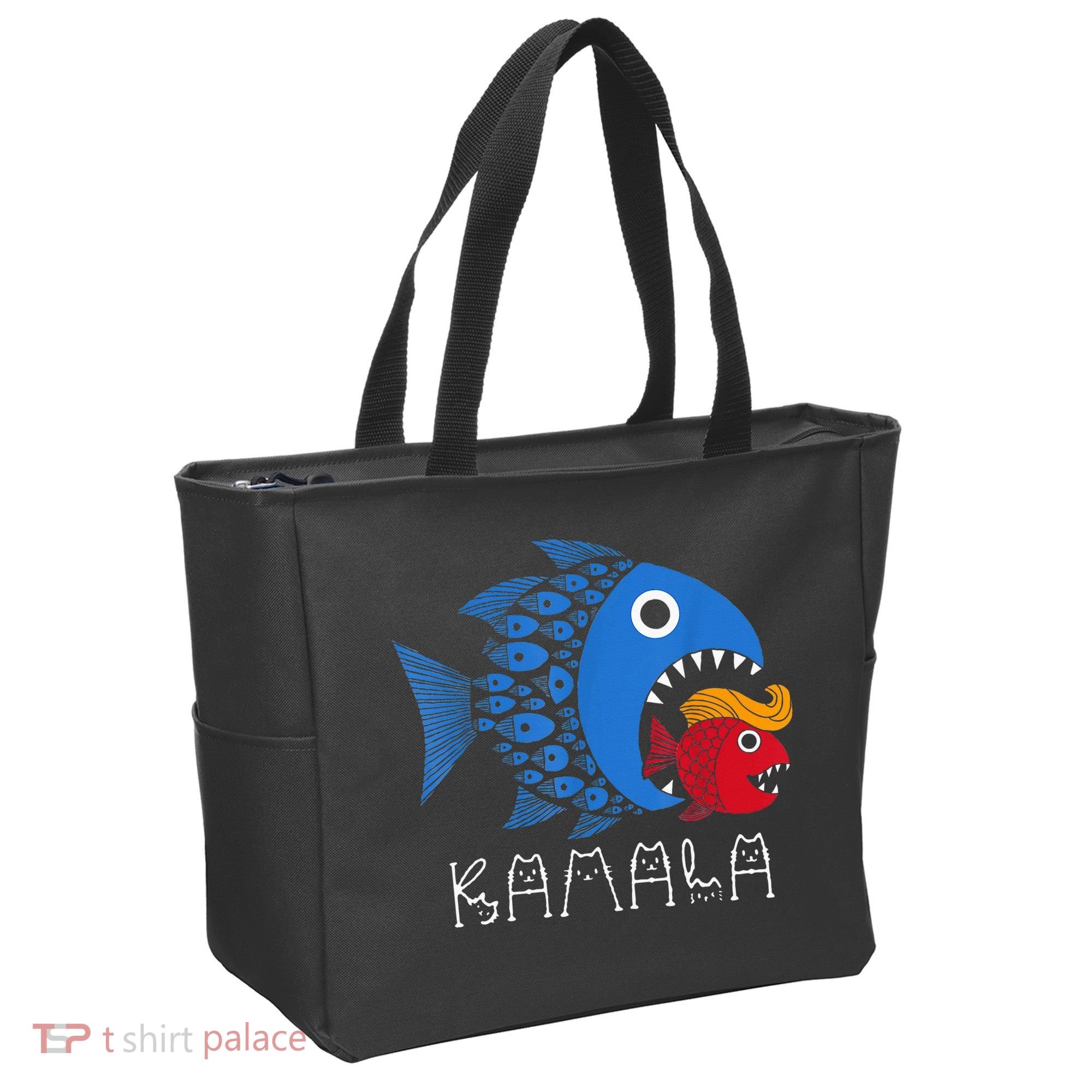 Kamala Over Trump Blue Wave Big Fish Eats Small Fish Tote Bag