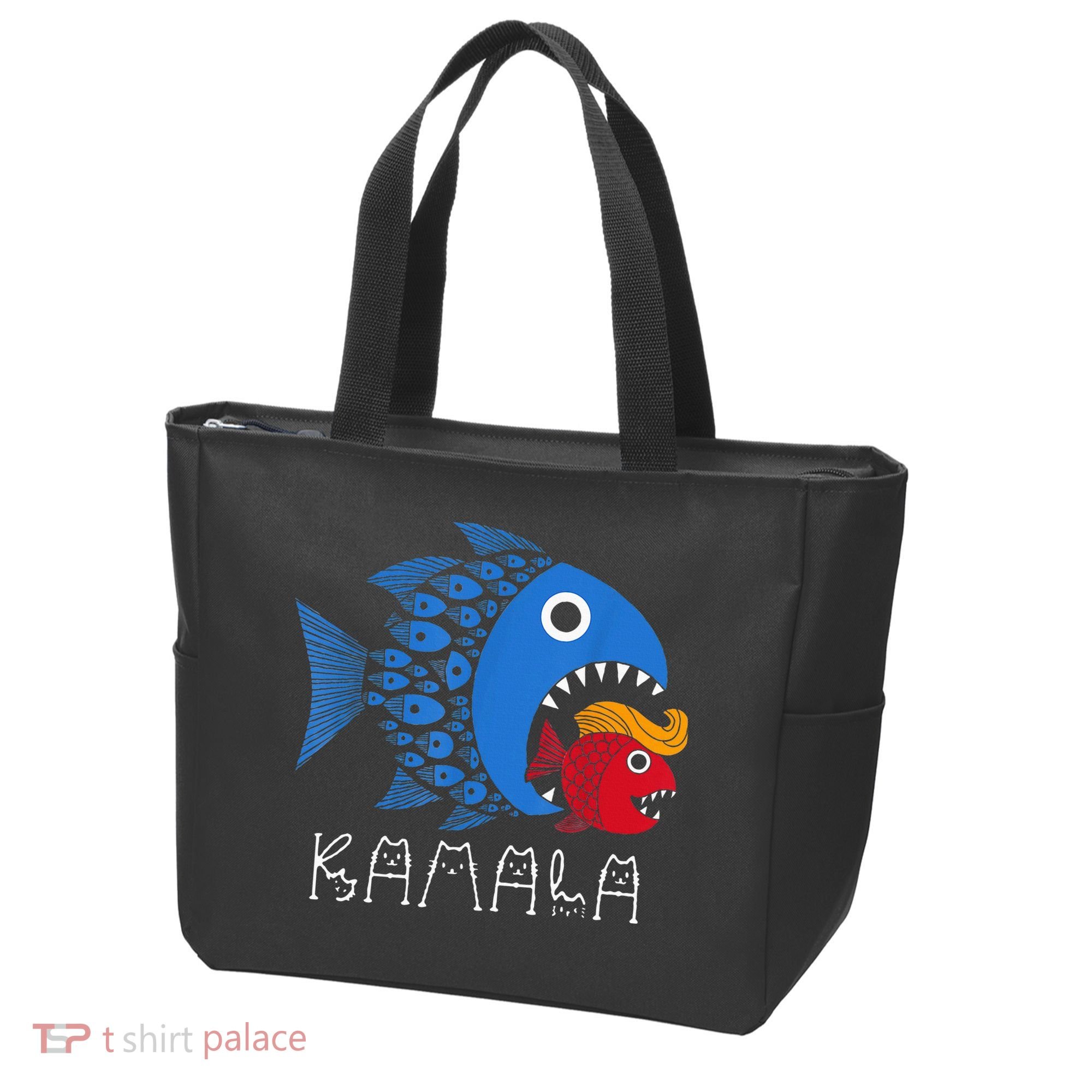 Kamala Over Trump Blue Wave Big Fish Eats Small Fish Tote Bag