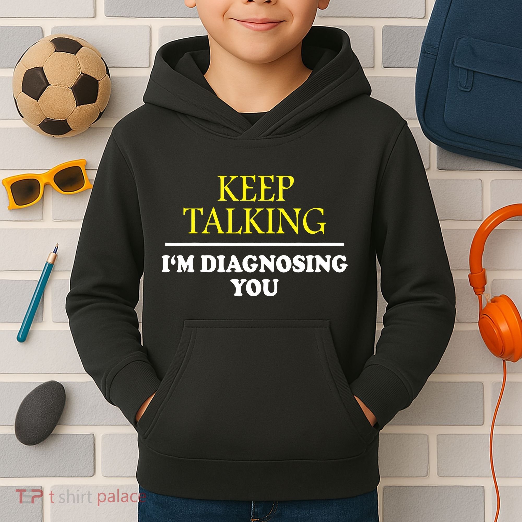 Keep On Talking Psychology Diagnose Graphic Kids Hoodie