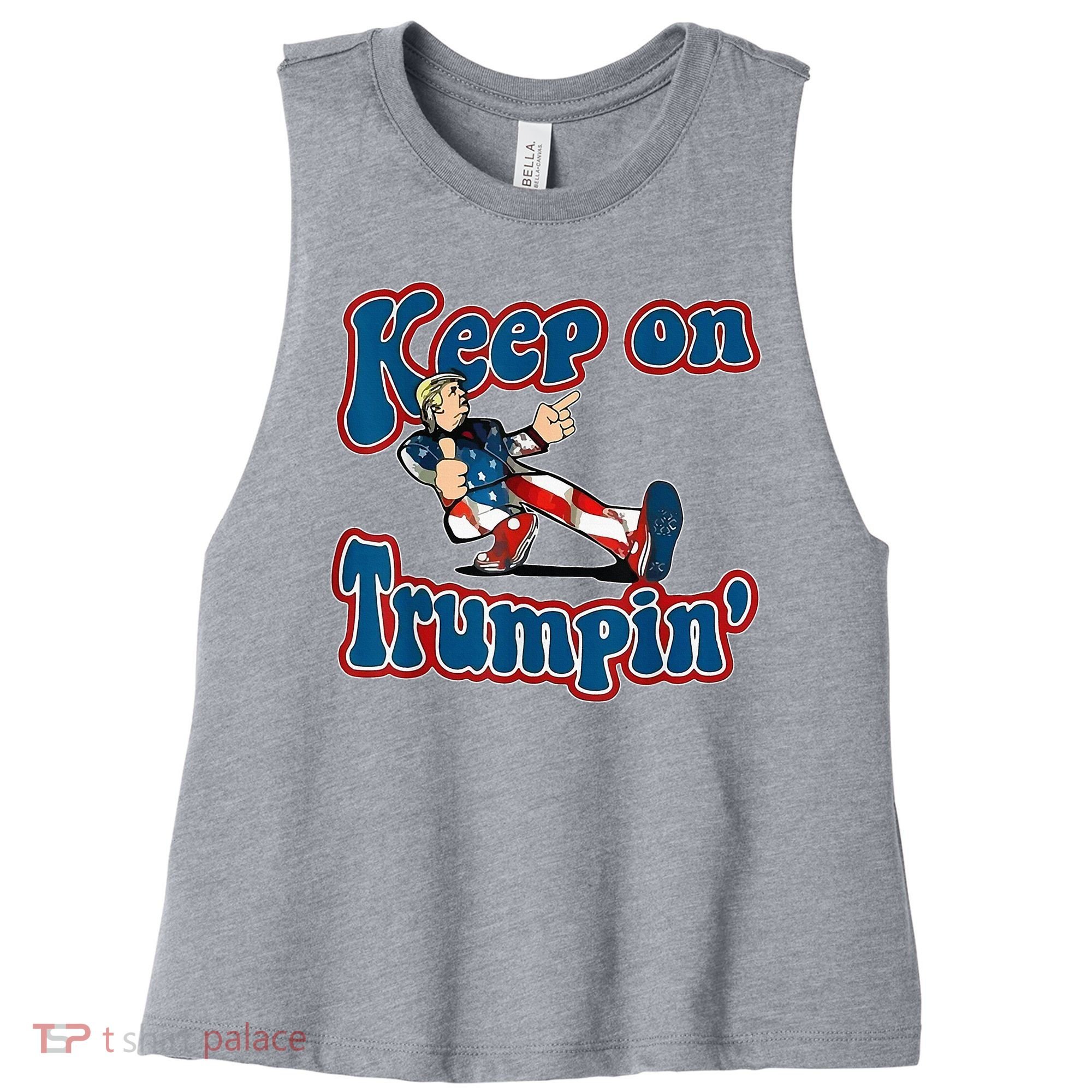 Keep On Trumpin Trump For President 2024 Usa Flag Women's Racerback Cropped Tank