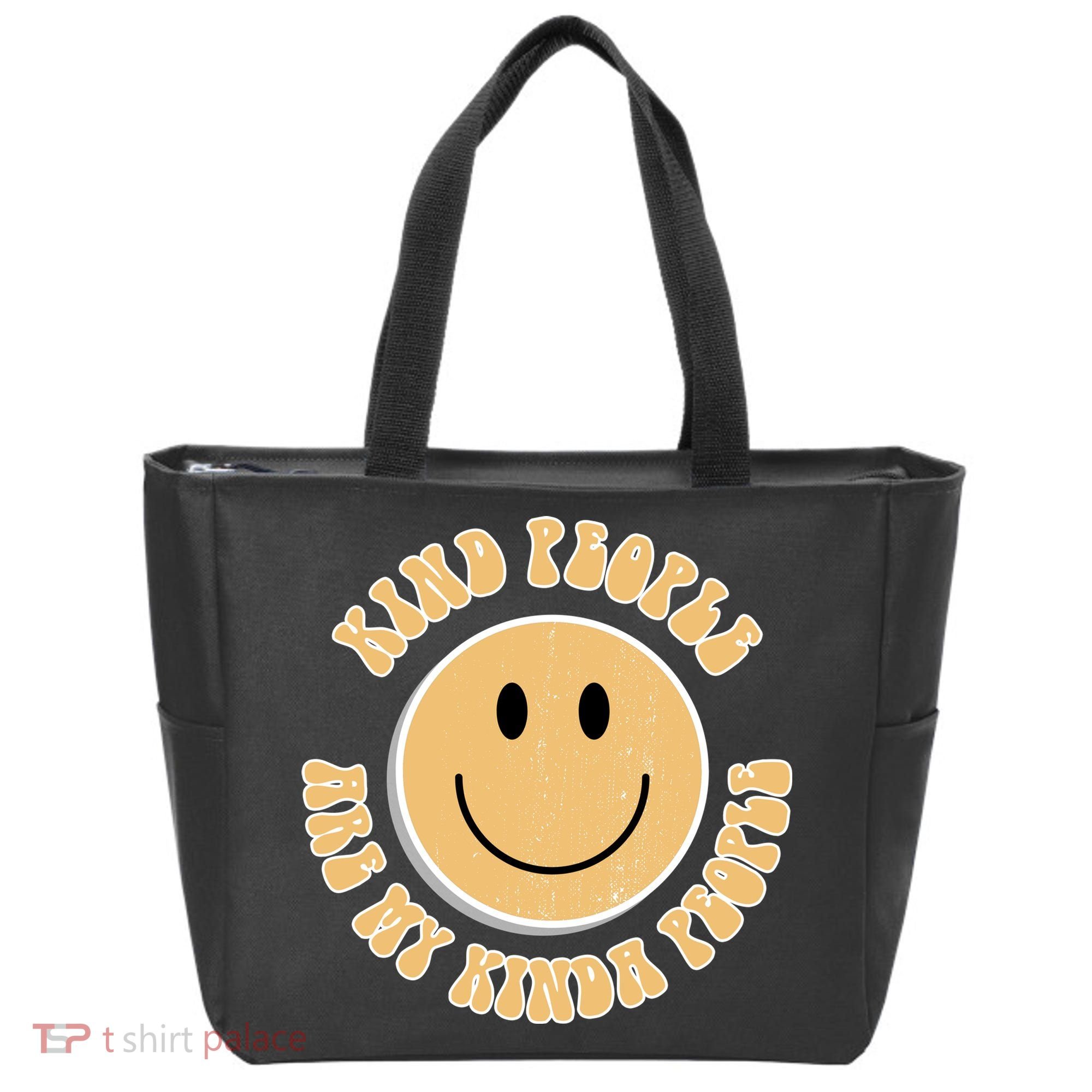 Kind People Are My Kinda People Retro Smiley Tote Bag
