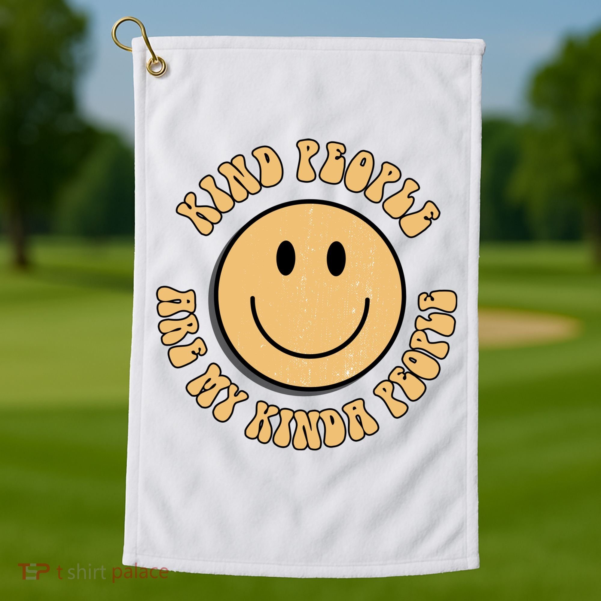 Kind People Are My Kinda People Retro Smiley Golf Towel
