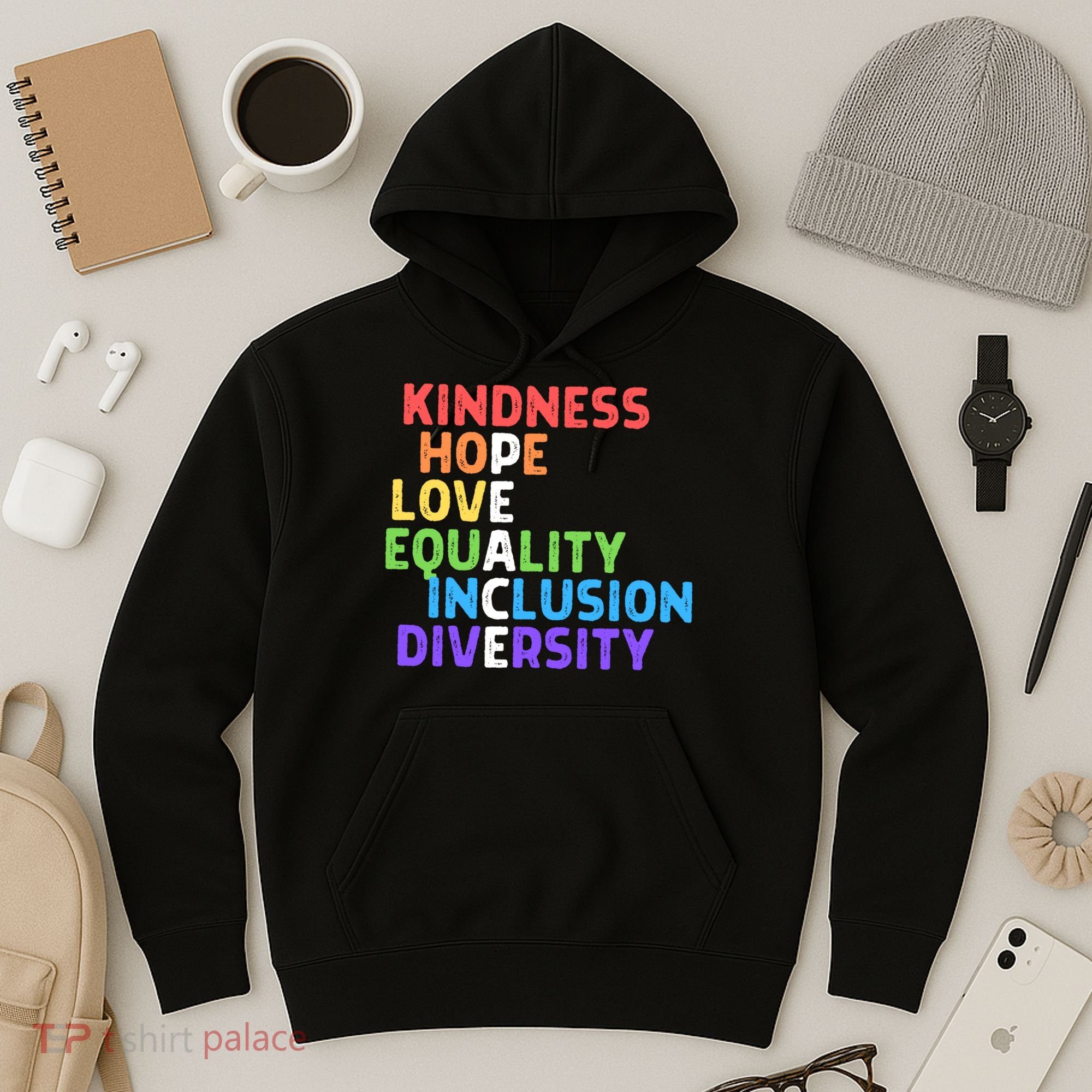 Kindness Peace Equality Inclusion Diversity Human Rights Funny Gift Hoodie
