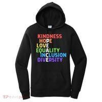 Kindness Peace Equality Inclusion Diversity Human Rights Funny Gift Women's Hoodie thumb 0