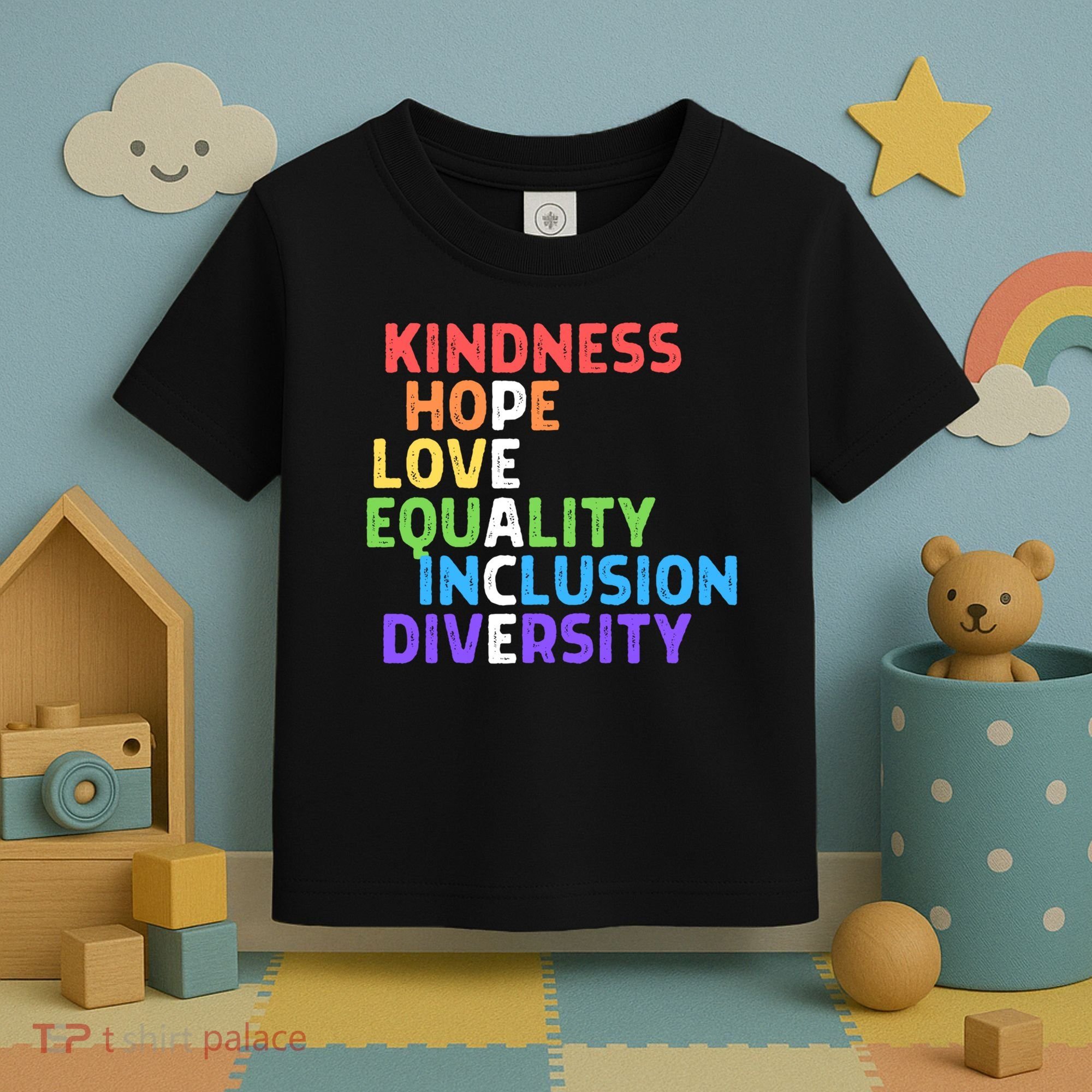 Kindness Peace Equality Inclusion Diversity Human Rights Funny Gift Toddler T-Shirt