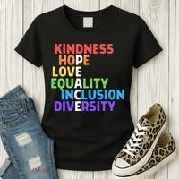 Kindness Peace Equality Inclusion Diversity Human Rights Funny Gift Women's T-Shirt thumb 3
