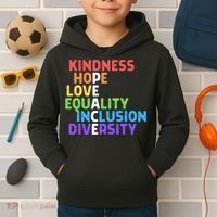 Kindness Peace Equality Inclusion Diversity Human Rights Funny Gift Kids Hoodie thumb 2