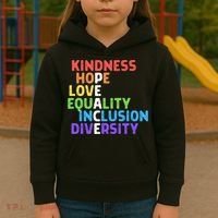 Kindness Peace Equality Inclusion Diversity Human Rights Funny Gift Kids Hoodie thumb 3