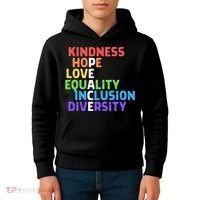 Kindness Peace Equality Inclusion Diversity Human Rights Funny Gift Kids Hoodie thumb 4