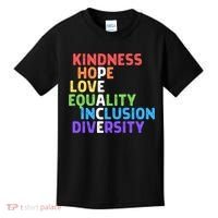 Kindness Peace Equality Inclusion Diversity Human Rights Funny Gift Kids T-Shirt thumb 0