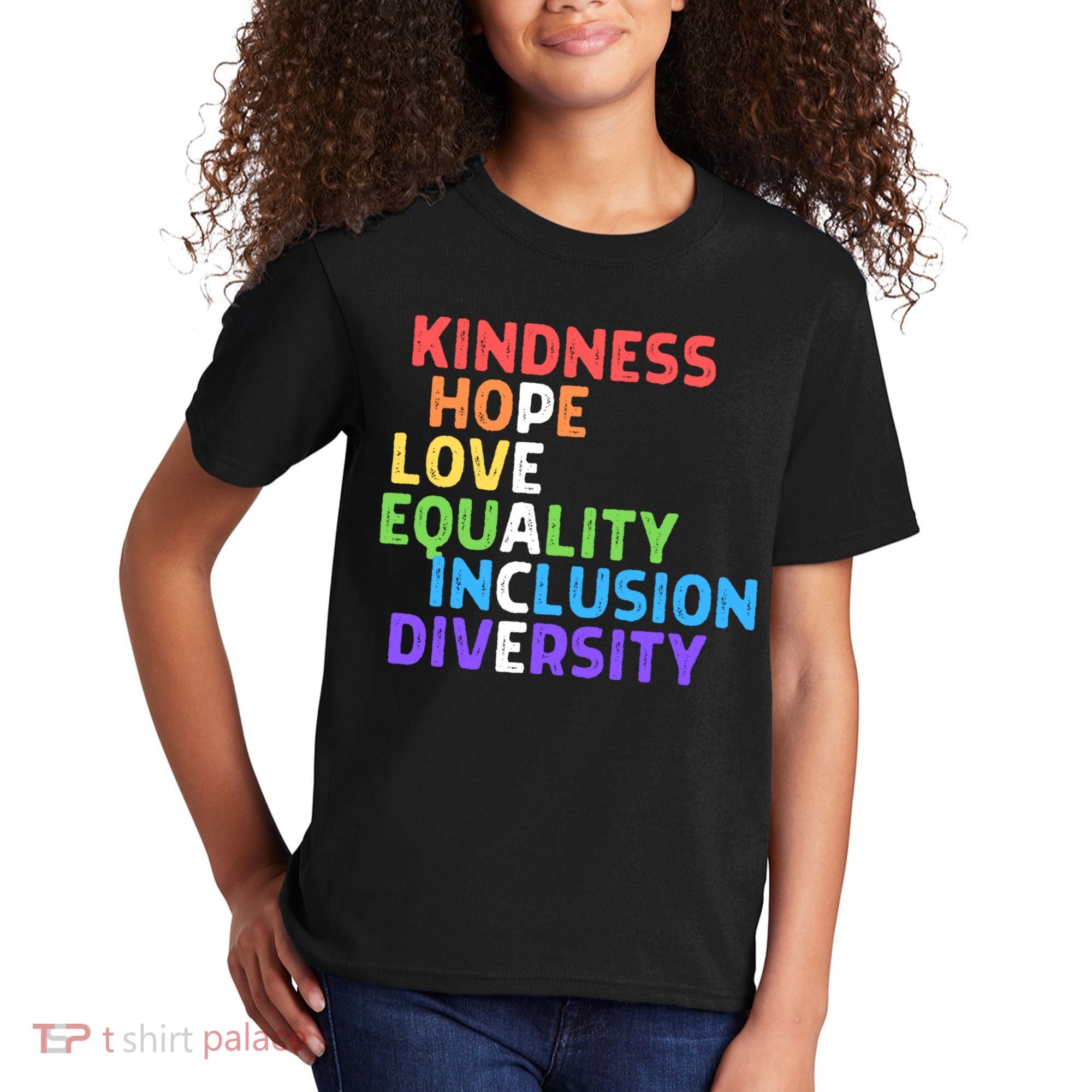 Kindness Peace Equality Inclusion Diversity Human Rights Funny Gift Kids T-Shirt