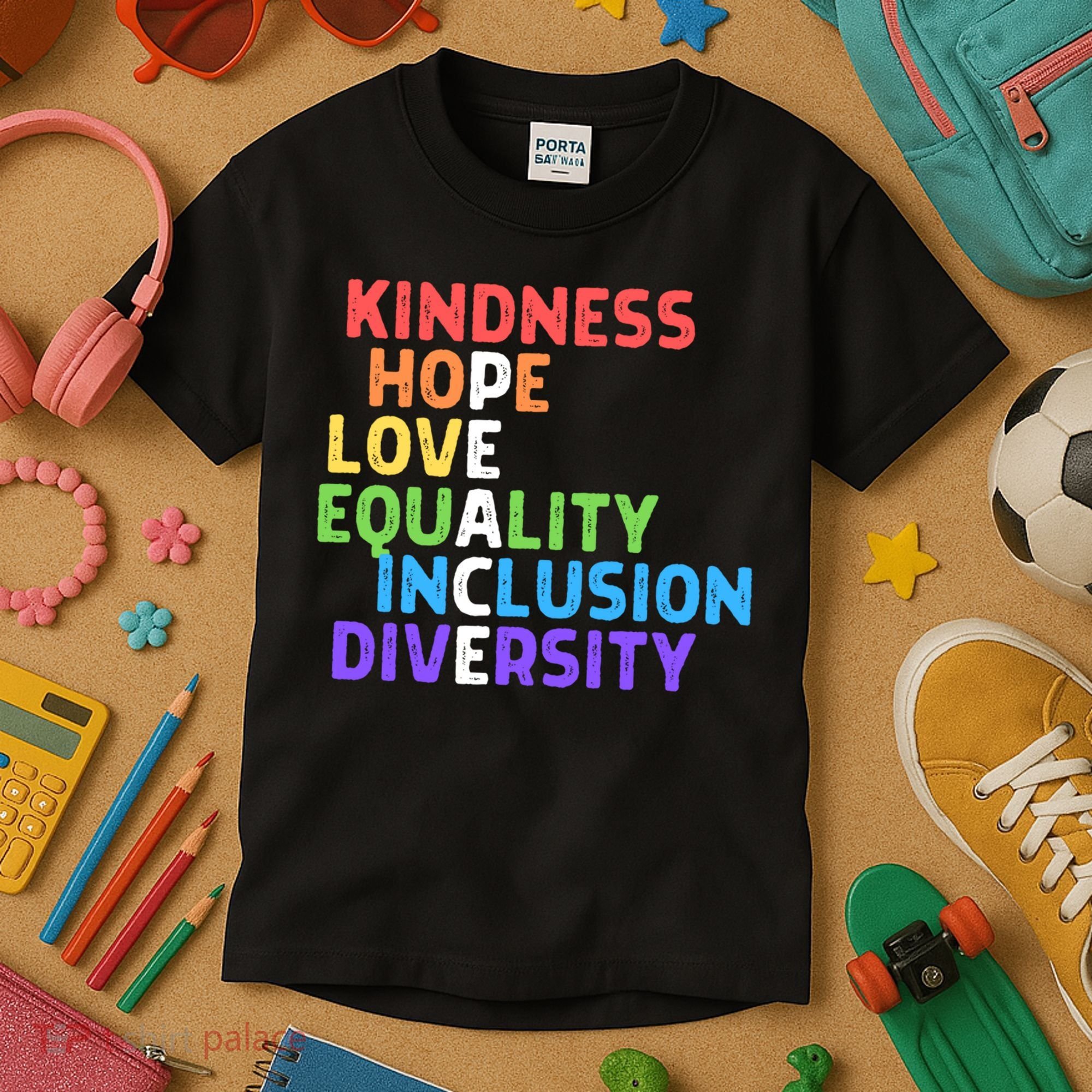 Kindness Peace Equality Inclusion Diversity Human Rights Funny Gift Kids T-Shirt
