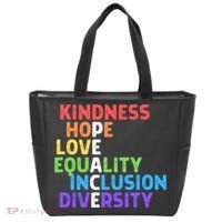 Kindness Peace Equality Inclusion Diversity Human Rights Funny Gift Tote Bag thumb 0