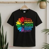 Kindness Peace Equality Love Inclusion Hope Diversity Flower T-Shirt thumb 2
