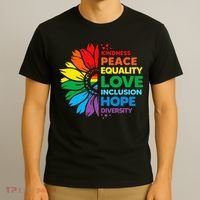 Kindness Peace Equality Love Inclusion Hope Diversity Flower T-Shirt thumb 3